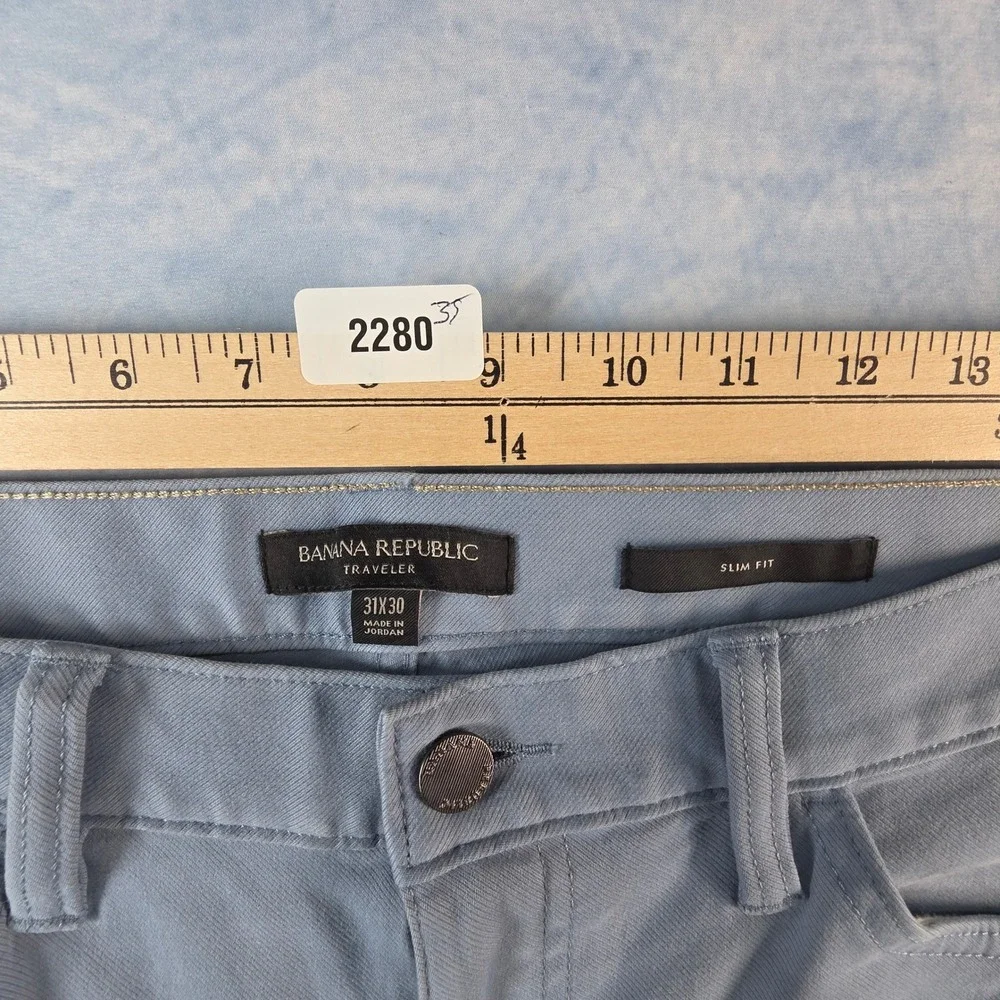 Banana Republic Traveler Pants Mens‎ 31x30 Light Blue Slim Fit 5-Pocket Chino